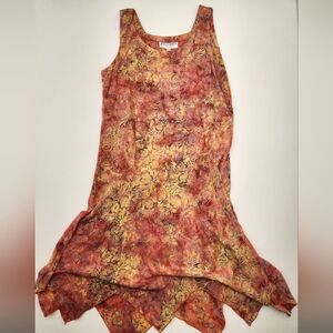 Eagle Ray Traders Rayon Handkerchief Hem Dress Medium Boho Festival Lagenlook